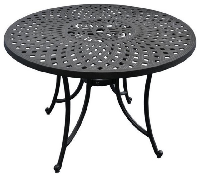 Crosley Sedona 42" Round Metal Patio Dining Table in Charcoal Black