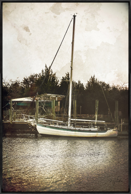 36x54 Sailboat, Framed Artwork, Black