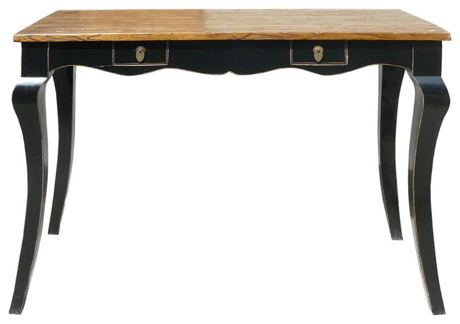 Consigned China Curve Simple Brown And Black Wood Consold Table