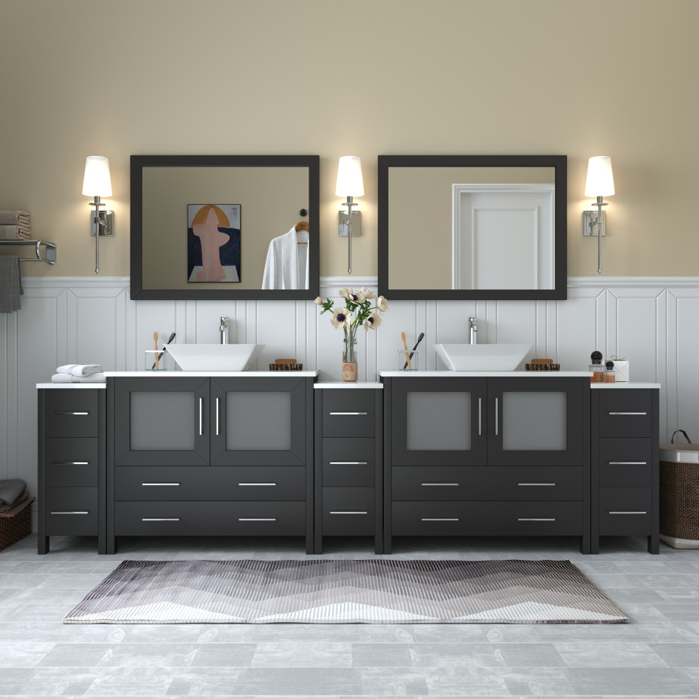 Vanity Art Vanity Set With Vessel Sink Transitional Bathroom