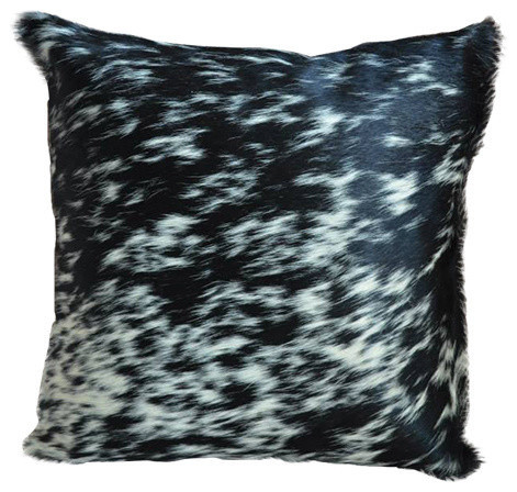 Pergamino Black Salt And Pepper Cowhide Pillow Case Double Sided