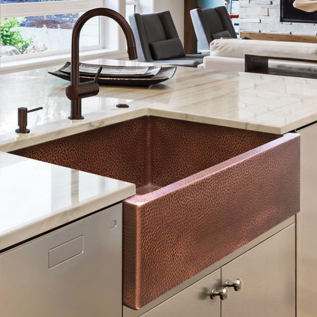 Heavy 12 Gauge Luxury 30 Copper Farmhouse Sink Includes Grid And