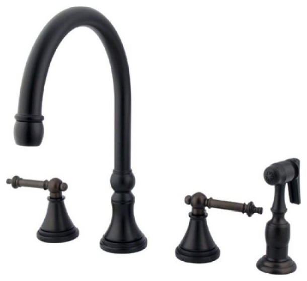 Tuscany 8"Deck Mount Kitchen Faucet with Brass Sprayer Traditional