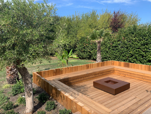 Am&eacute;nagement d&rsquo;un espace brasero dans un jardin &agrave; Gradignan modern-deck