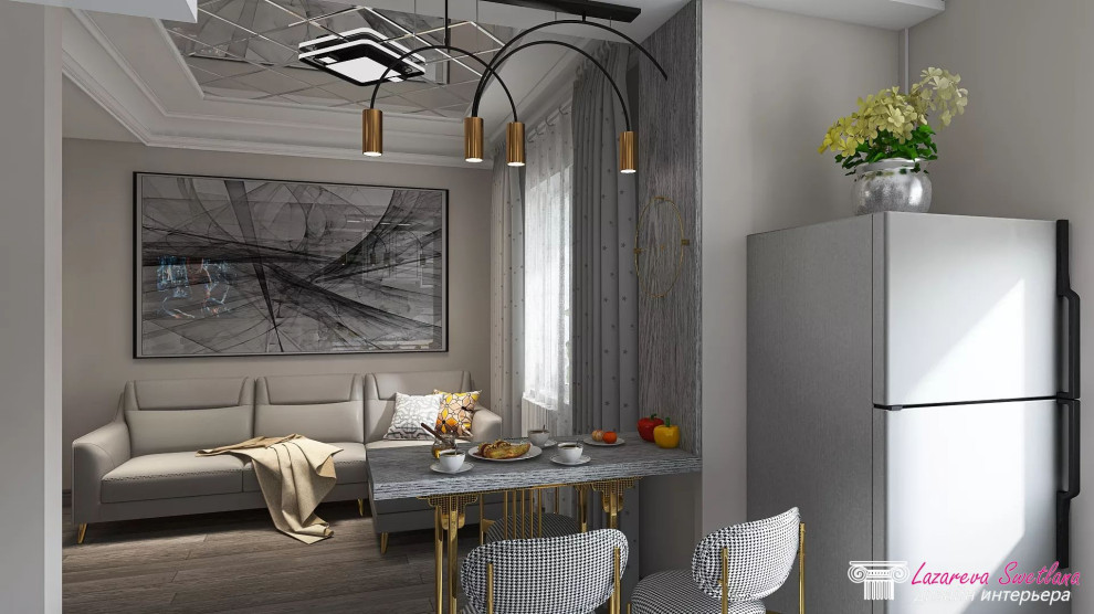 Визуализация дизайна  интерьера квартиры-студии