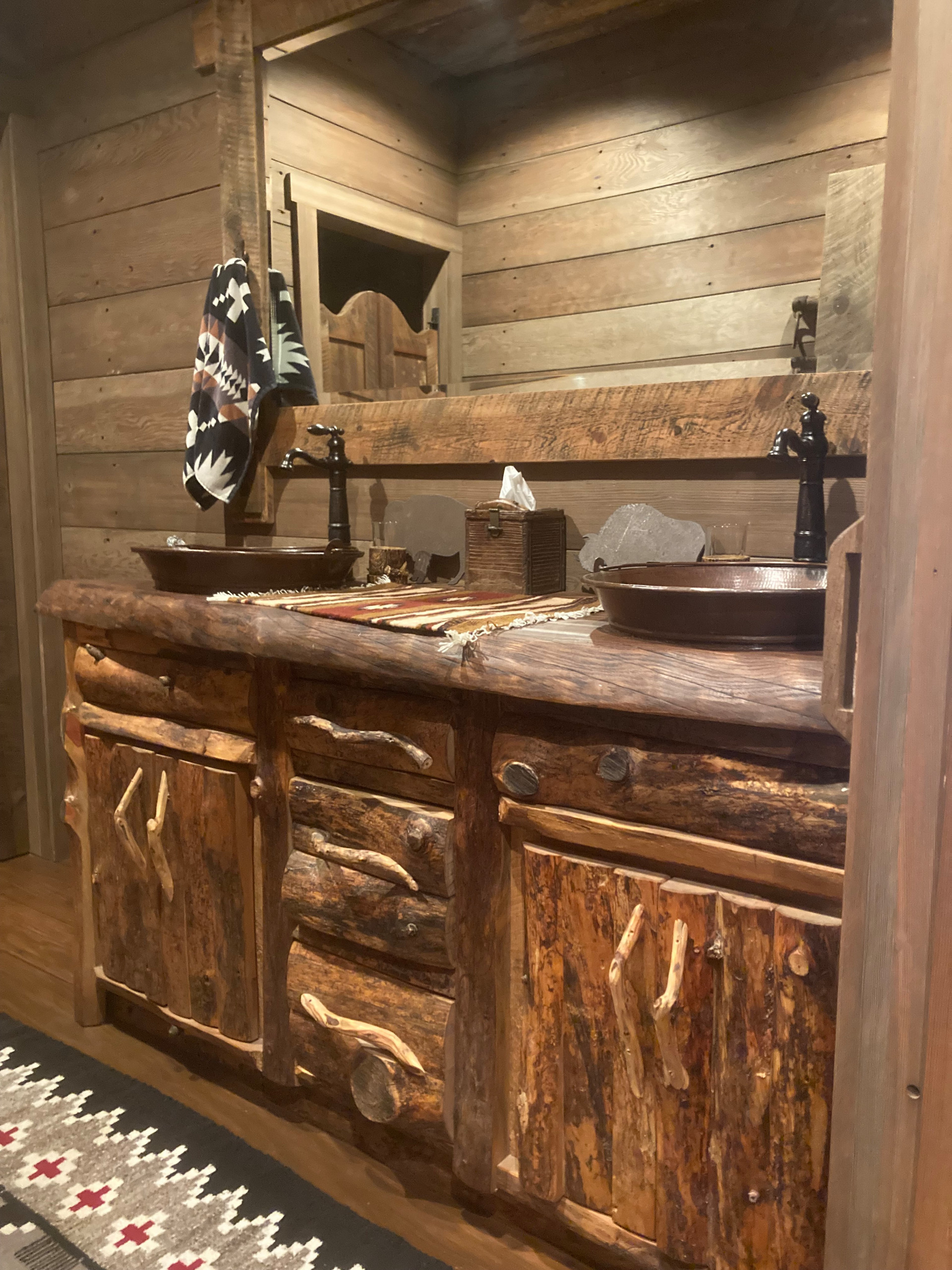 Rustic log cabinets