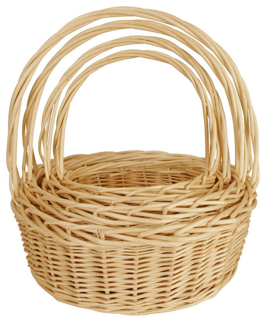 Wald Imports Natural Willow Decorative Nesting Storage Baskets, Set of 4