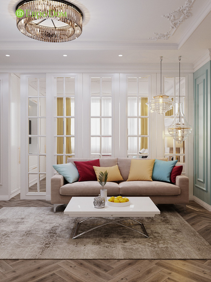 Дизайн четырехкомнатной квартиры 110 кв. м в стиле неоклассика. Фото проекта