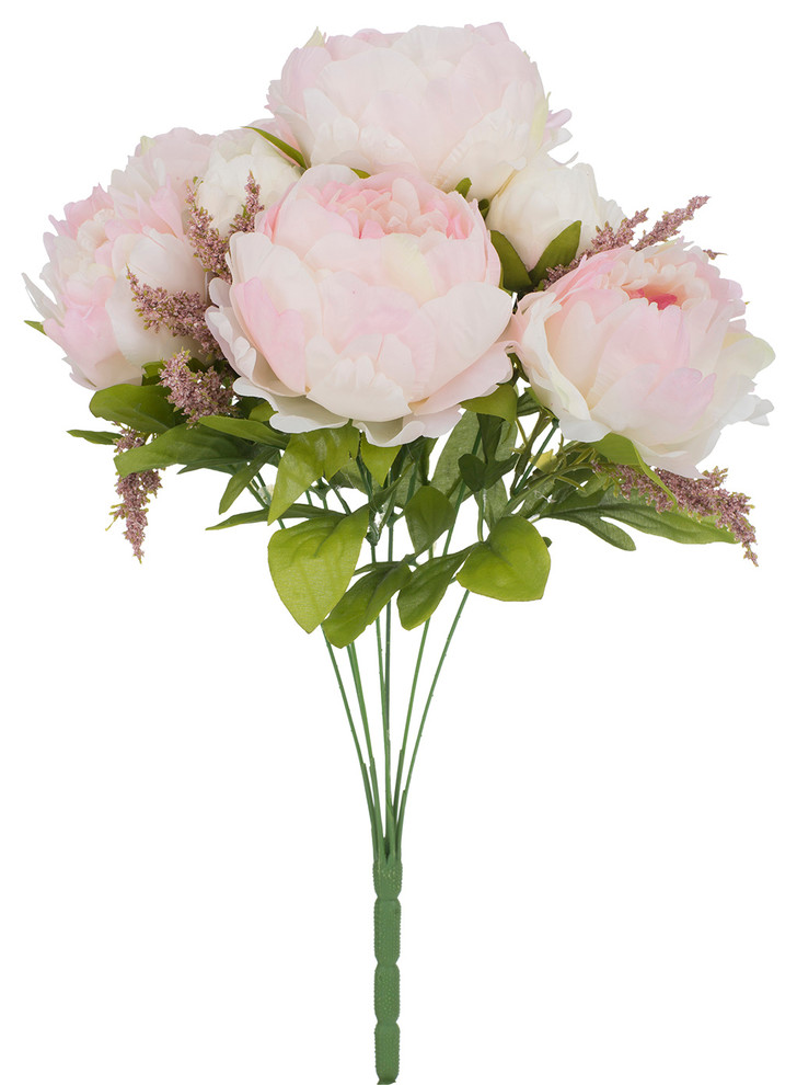 Artificial White Pink Peonies Flower - Contemporary - Artificial Flower ...