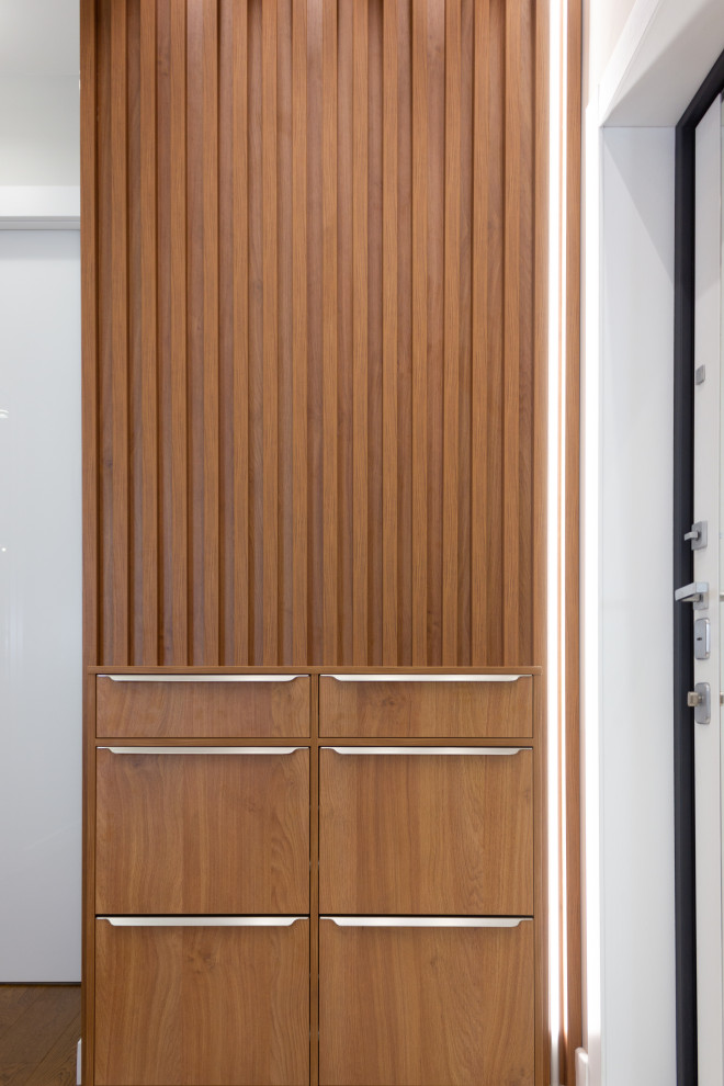 Стильный дизайн: входная дверь среднего размера в современном стиле с одностворчатой входной дверью - последний тренд