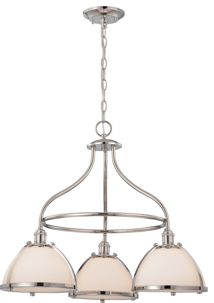Nuvo Sagamore 3Light Polished Nickel Chandelier Traditional