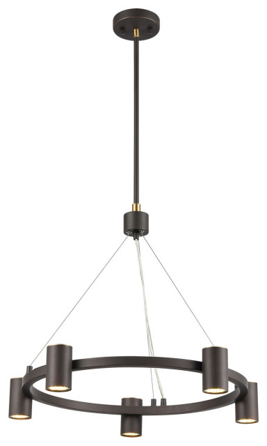 Southport 5 Light Chandelier in Matte Black With Satin Brass