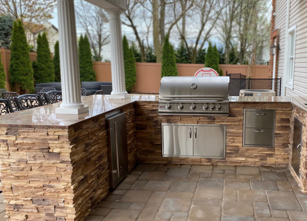 L Shaped Outdoor Kitchen