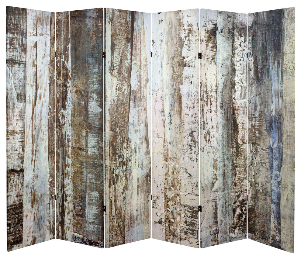 6' Tall Double Sided Winter Woods Canvas Room Divider