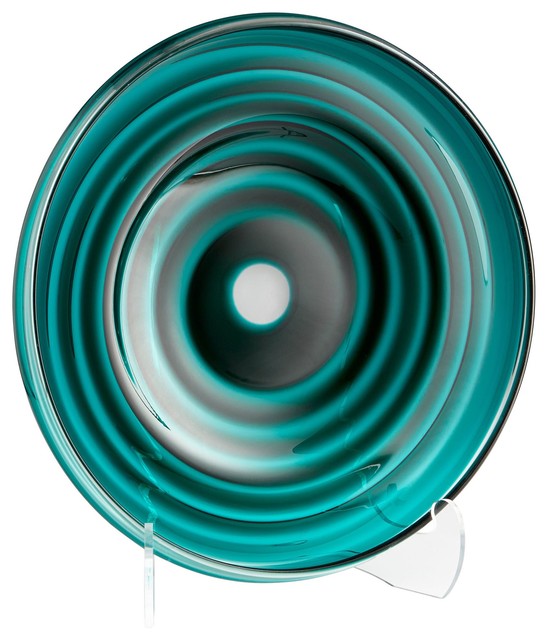 Vertigo Decorative Plate In Teal Contemporary Decorative Bowls