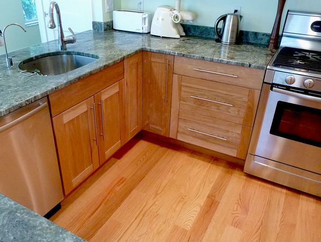 Red birch kitchen in Jamaica Plain Traditional Kitchen 