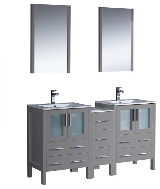 Fresca Torino 60" Double Sink Bathroom Vanity With Integrated Sink