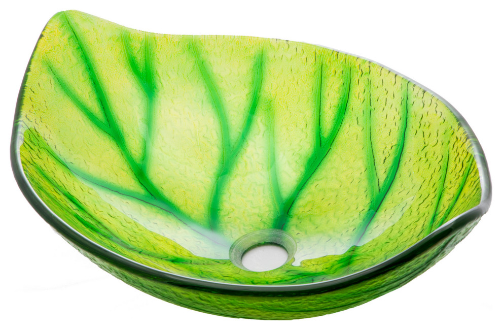Green Leaf Shaped Vessel Sink Contemporary Bathroom Sinks by