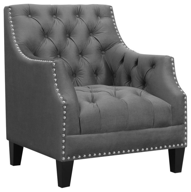 Perry Button Tufted Accent Chair Transitional Armchairs And Accent