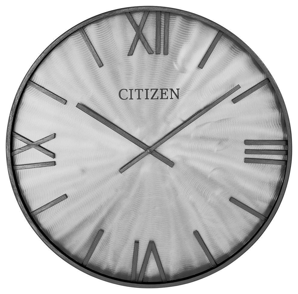 CITIZEN Gallery 24" Gray Metal Frame Wall Clock Industrial Wall