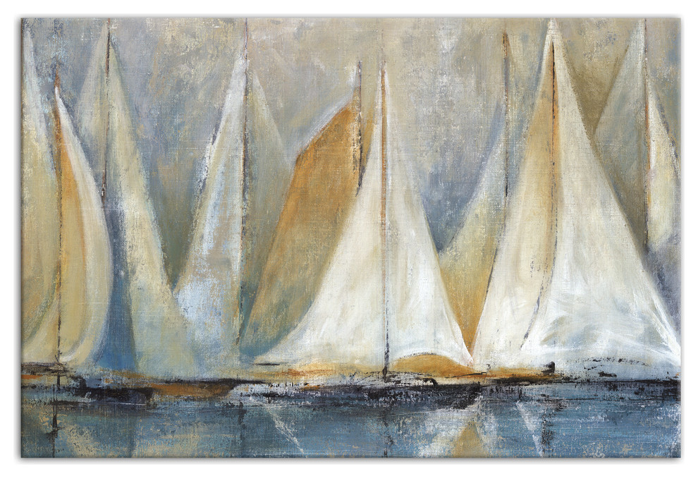 "Sailboats On Water" Canvas Wall Art, 24"x36", Unframed