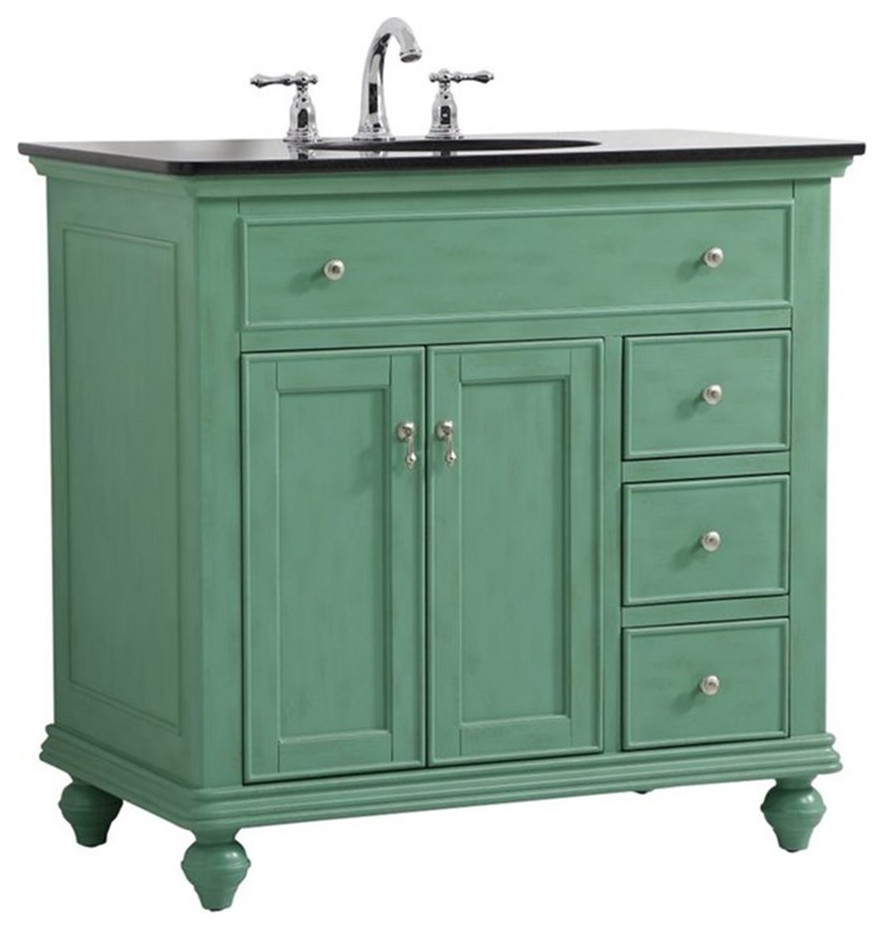 Elegant Decor Otto 36" Contemporary Solid Wood Single Bathroom Vanity in Mint Eclectic