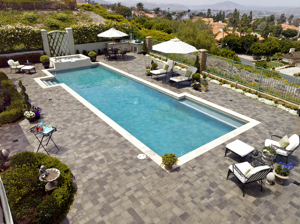 Inspiration for a mediterranean pool remodel in Orange County