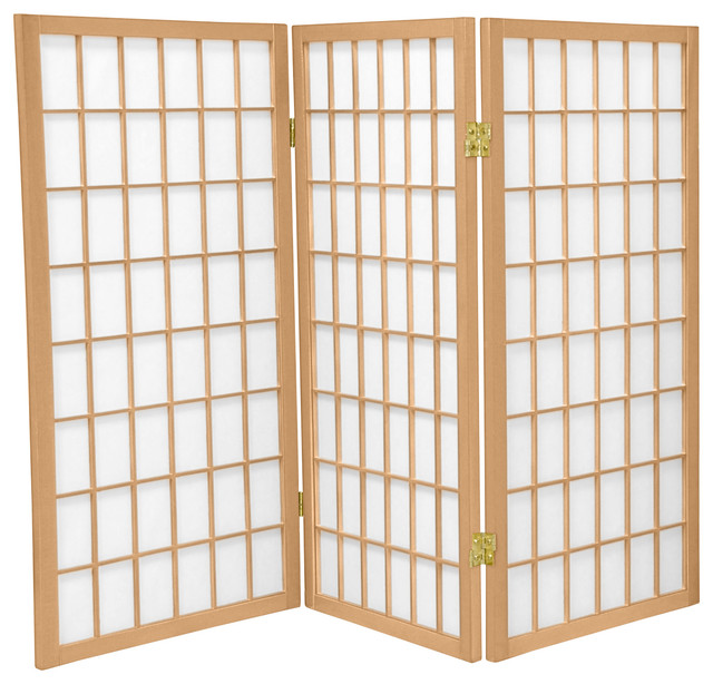 3' Tall Window Pane Shoji Screen, Natural, 3 Panels