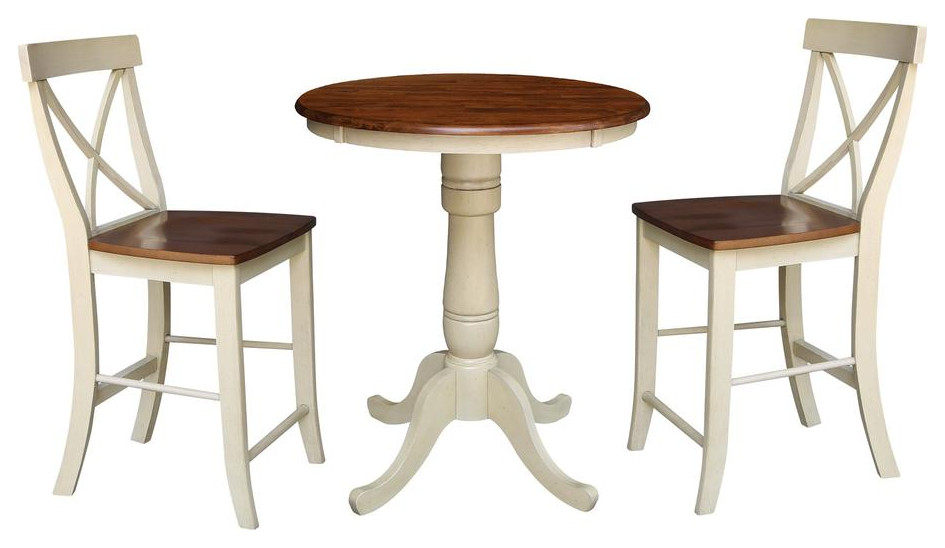 30 Round Pedestal Counter Height Table with 2 Counter Height Stools