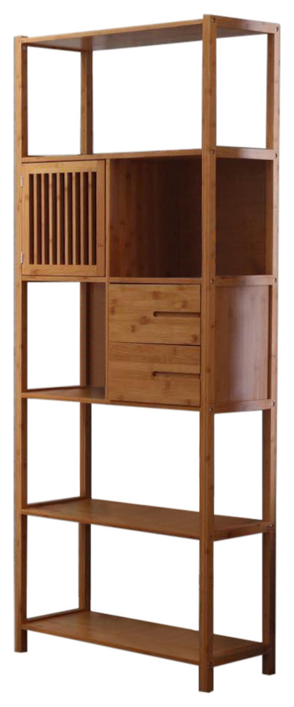 Details about   Selma Bamboo Bookcase Left Facing Spindle Cabinet Cappuccino 