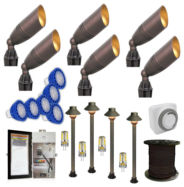 Complete Landscape Lighting kit with 6 Spotlights & 4 Path Lights