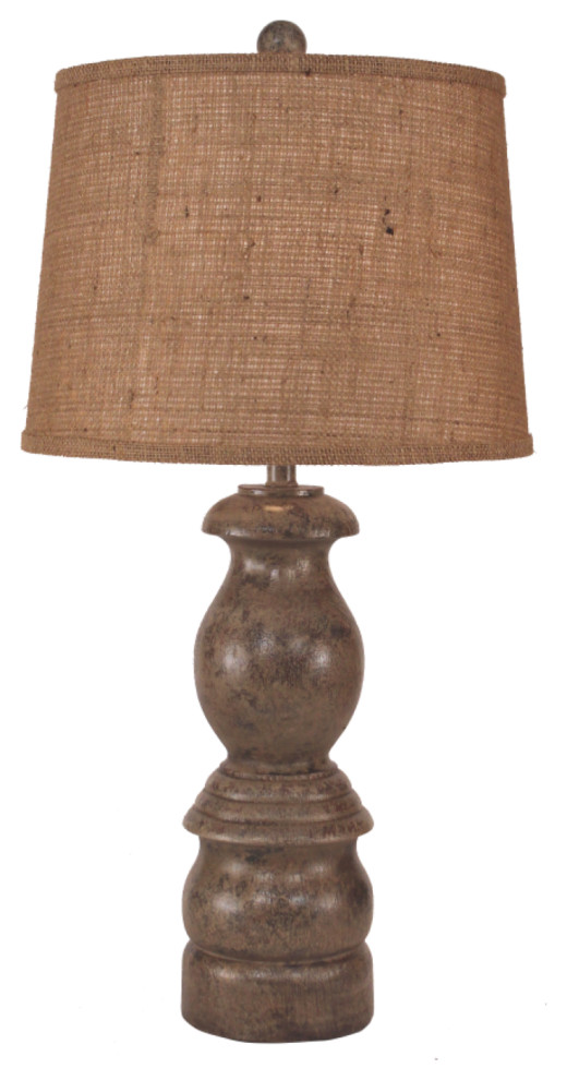 Small Tarnished Cottage Farmhouse Table Lamp French Country Table