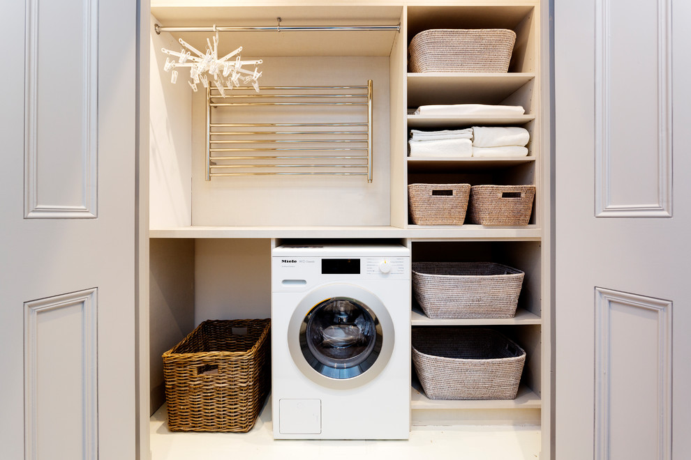 This is an example of a modern laundry room in London.