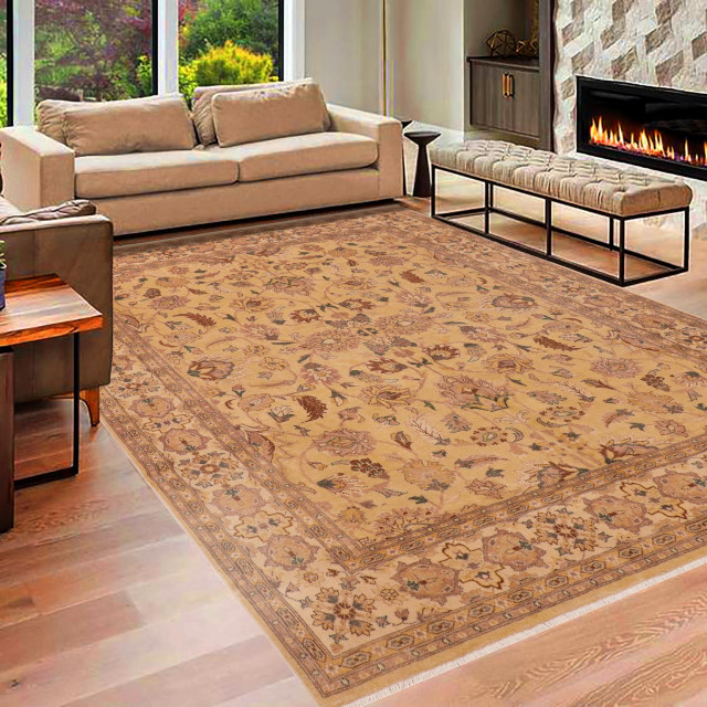 Boho Chic Ziegler Lily Tan Beige Hand-Knotted Wool Rug - 7'10'' x 9'6 ...