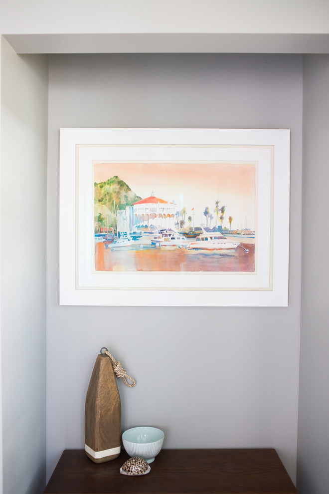 Inspiration for a small vestibule remodel in Orange County with gray walls