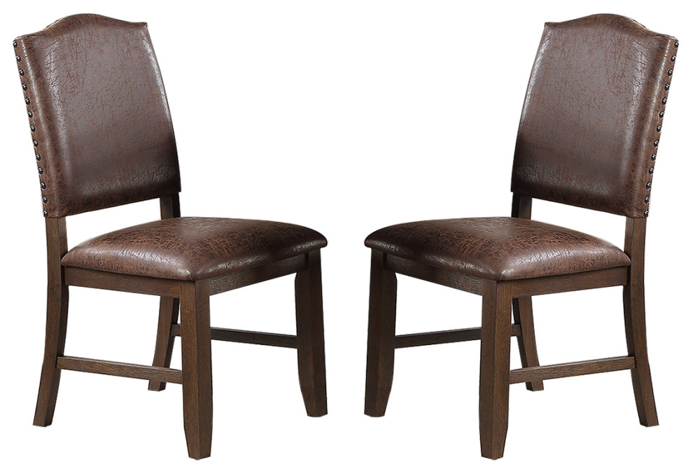 Dark Brown Faux Leather Upholstery Dining Chair, Standard Height