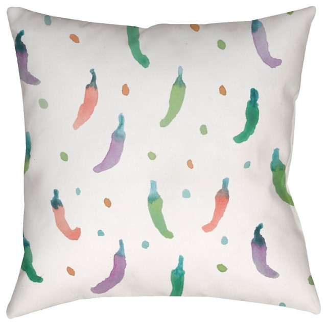 Jalapeno by Surya Pillow, Neutral/Red/Purple, 18' x 18'