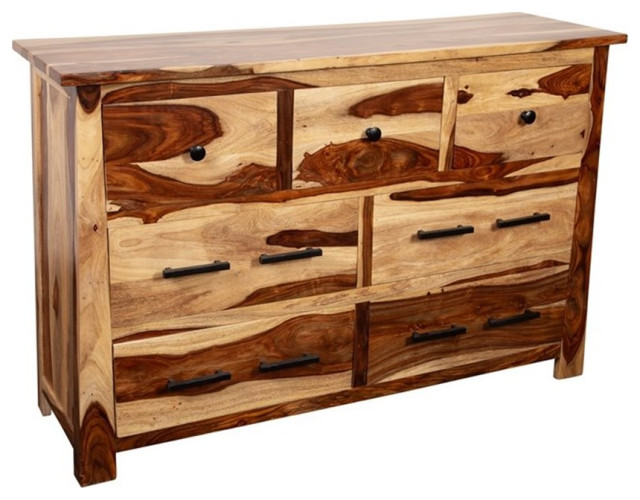 Kalispell Solid Sheesham Wood 7 Drawer Dresser.