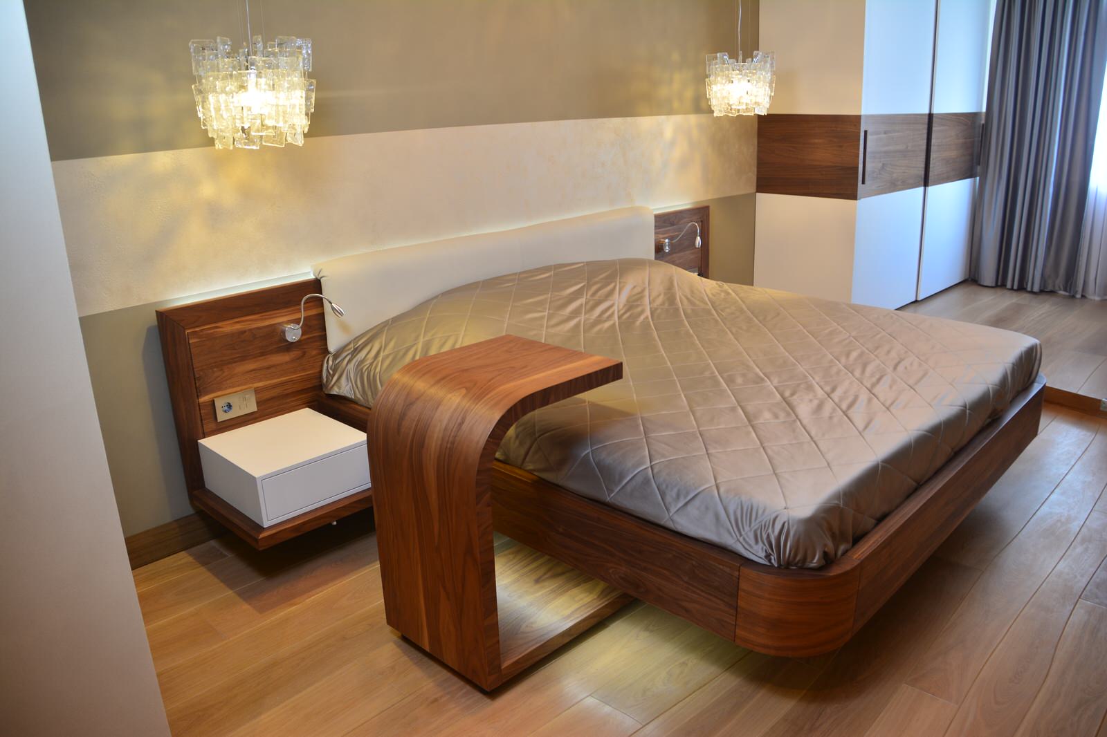 кровать, американский орех, масло, подсветка сенсорная (датчики движения) + выкл