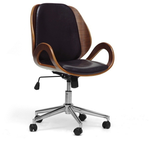 Baxton Studio Watson Walnut And Black Modern Office Chair