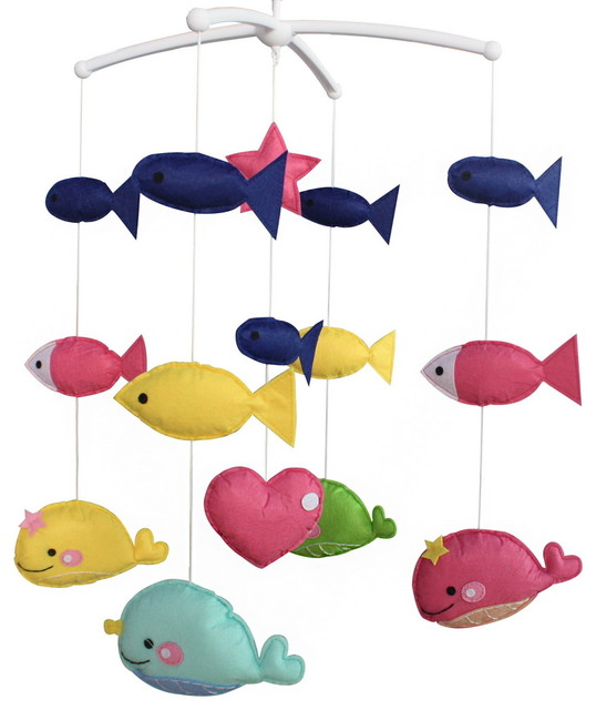 ColorfulDecoration Musical Mobile Pretty Nursery Mobile, Fish Modern
