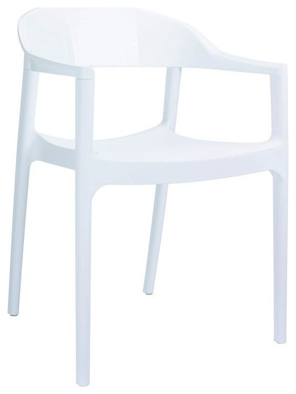 Pemberly Row Modern Outdoor Patio Dining Chair with White Seat in