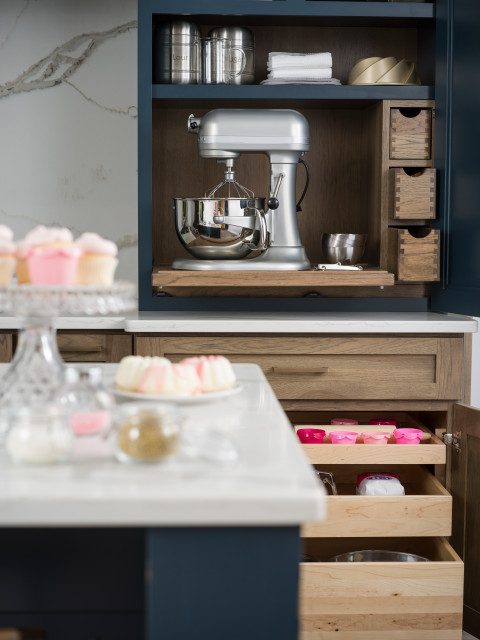 Coffee Station Cabinet - Beverage Center Larder in a Blue Modern Farmhouse  Kitch - Country - Kitchen - Boston - by Dura Supreme Cabinetry | Houzz AU
