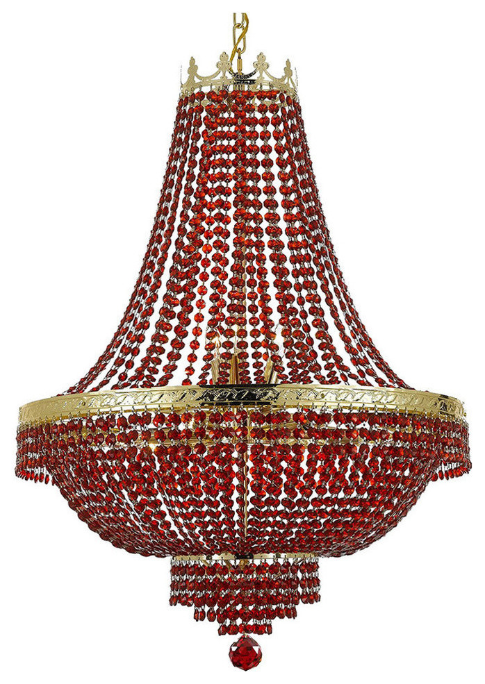 Empire Crystal Chandelier With Red Crystals