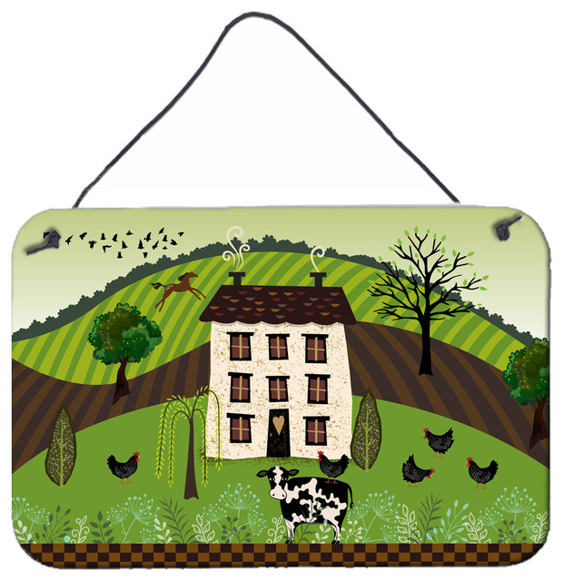 Folk Art Country House Wall Door Hanging Print Farmhouse