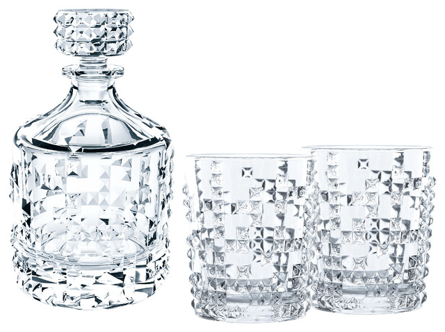 Nachtmann Punk Fine Crystal 3 Piece Decanter and Whisky Tumbler Set -  Contemporary - Decanters - by BIGkitchen | Houzz