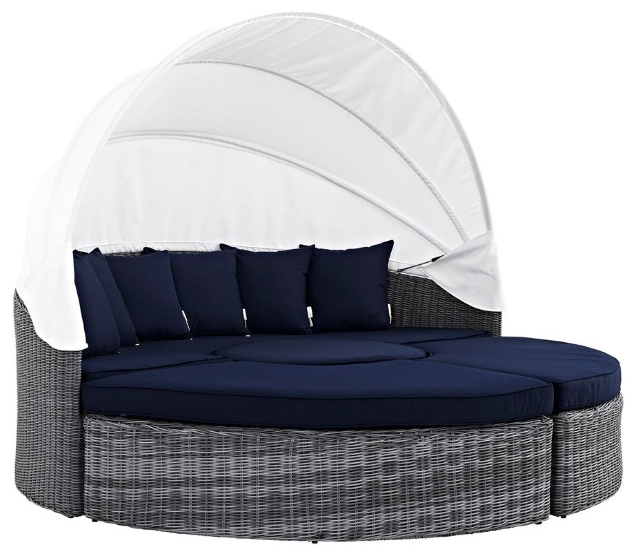 Summon Canopy Outdoor Patio Sunbrella Daybed Modern Outdoor Chaise