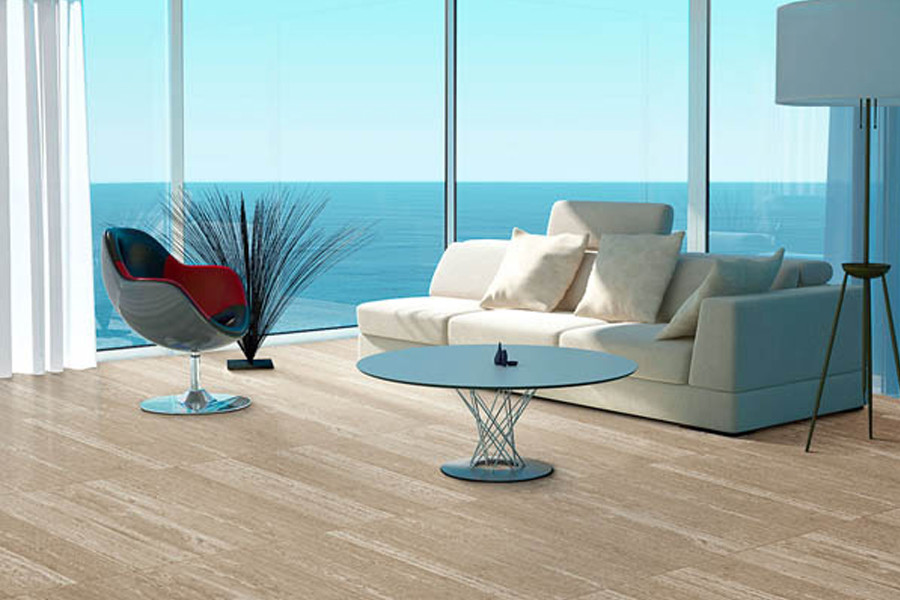 Living room - mid-sized contemporary formal and open concept vinyl floor living room idea in Indianapolis with no fireplace and no tv