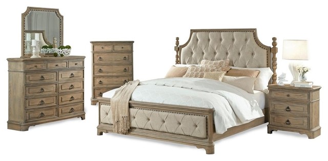 Sebastian 5 Piece White Wash Bedroom Collection