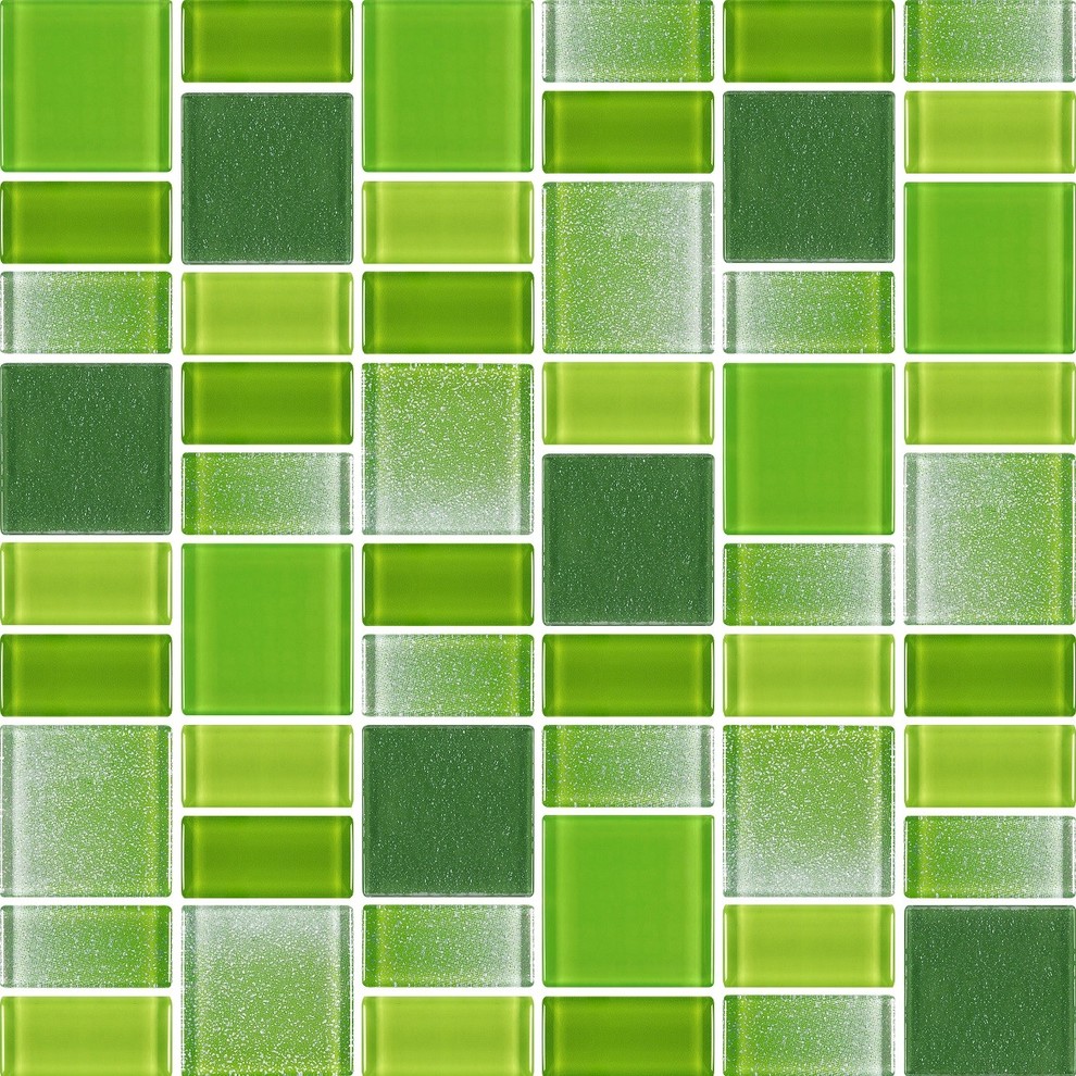Fusion Green Glass Mosaic Tile, Sample Contemporary Mosaic Tile